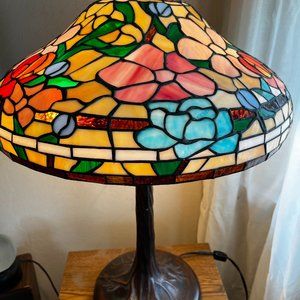 Tiffany style Stained Glass Lamp shade Peony flowers
